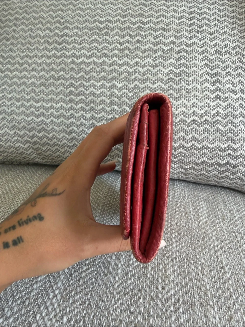 Prada Red Vitello Daino Leather Continental Wallet Gold Logo w/Authenticity Card